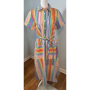 Christopher John Rogers x Target Rainbow Stripe Midi Shirtdress Size 2 NWT